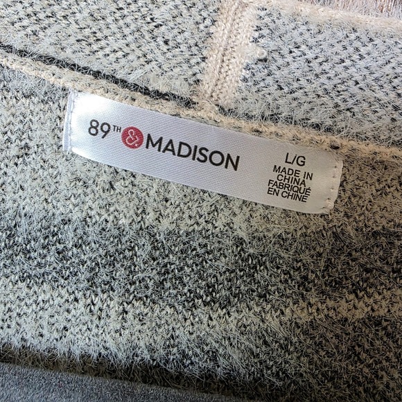 89th & Madison Cardigan Women's Size Large Beige & Black Zebra Print Open Front - Picture 3 of 8